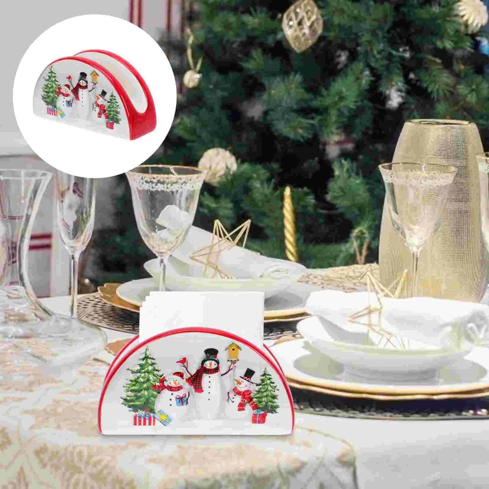 

Christmas Napkin Holder Restaurant Kitchen Ceramic Paper Stylish Style Rack Towel Household Tissue Ceramics
