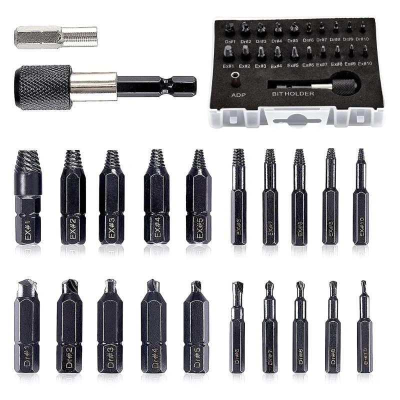 22Pcs Damaged Screw Extractor Disassemble Screws Slip Teeth Demolish Stripped Broken Remover Tools