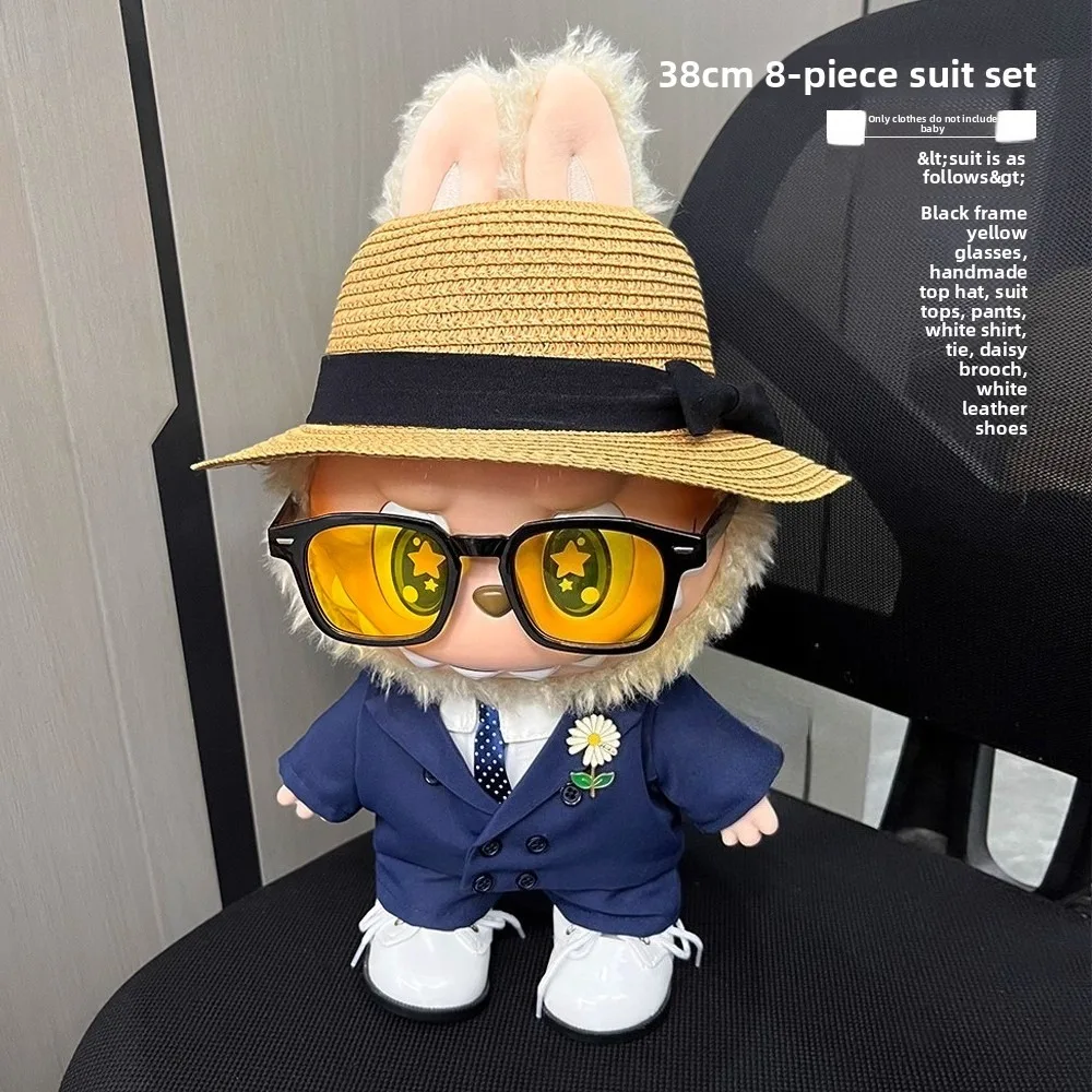 

Handmade 38cm G-Dragon Inspired Vinyl Macaron LABUBU Outfit: Mint Green Suit Doll Clothes