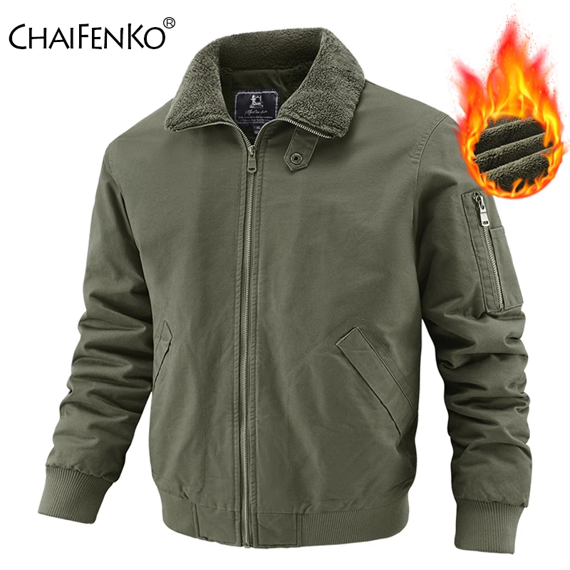 New Thicken Solid Men Parka Outdoors Windproof Comfort Fleece Jacket Winter Simplicity Fashion Keep Warm Lapel Coat Men