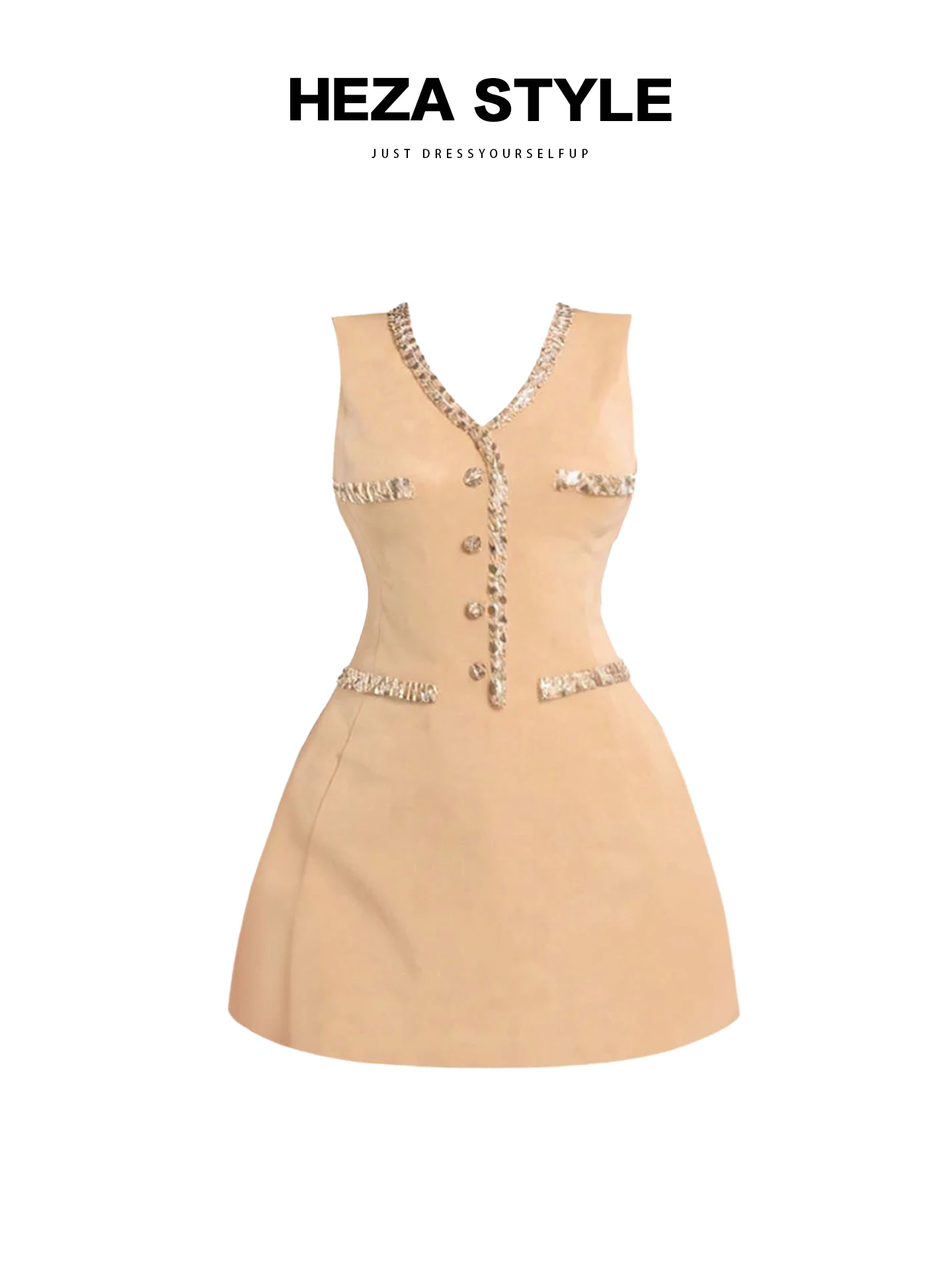 

Ele V-ne Diamond Embellied Dr Женская летняя утягивающая юбка трапециевидной формы, повседневное удобное платье больших размеров