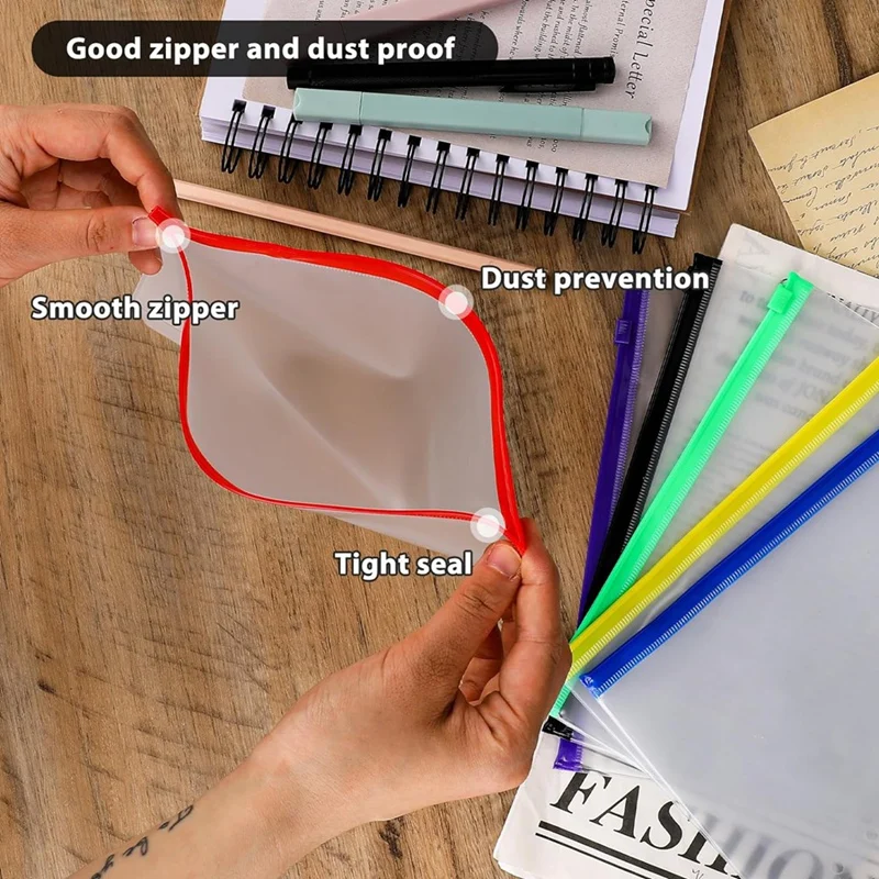 Hot-A39R-12Pcs A5 Binder Pockets 6 Hole A5 Binder Inserts With 42 Adhesive Binder Tabs For 6 Ring Notebook Binders