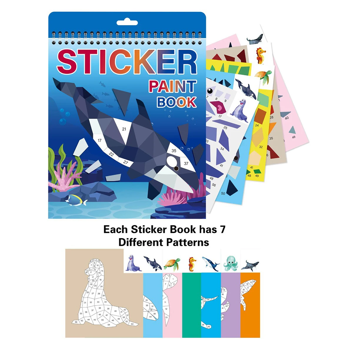 Adesivi Libro di pittura per bambini Libro di adesivi per cartoni animati incollato con i numeri Libro di adesivi puzzle per giochi cerebrali da viaggio Giocattolo educativo