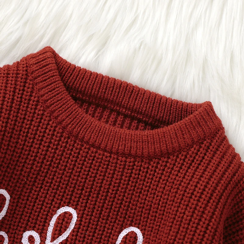 Autumn Baby Girls Sweaters Tops Winter Red Crew Neck Long Sleeve Knitted Newborn Infant Pullovers 1-3Y Spring Outerwear Knitwear