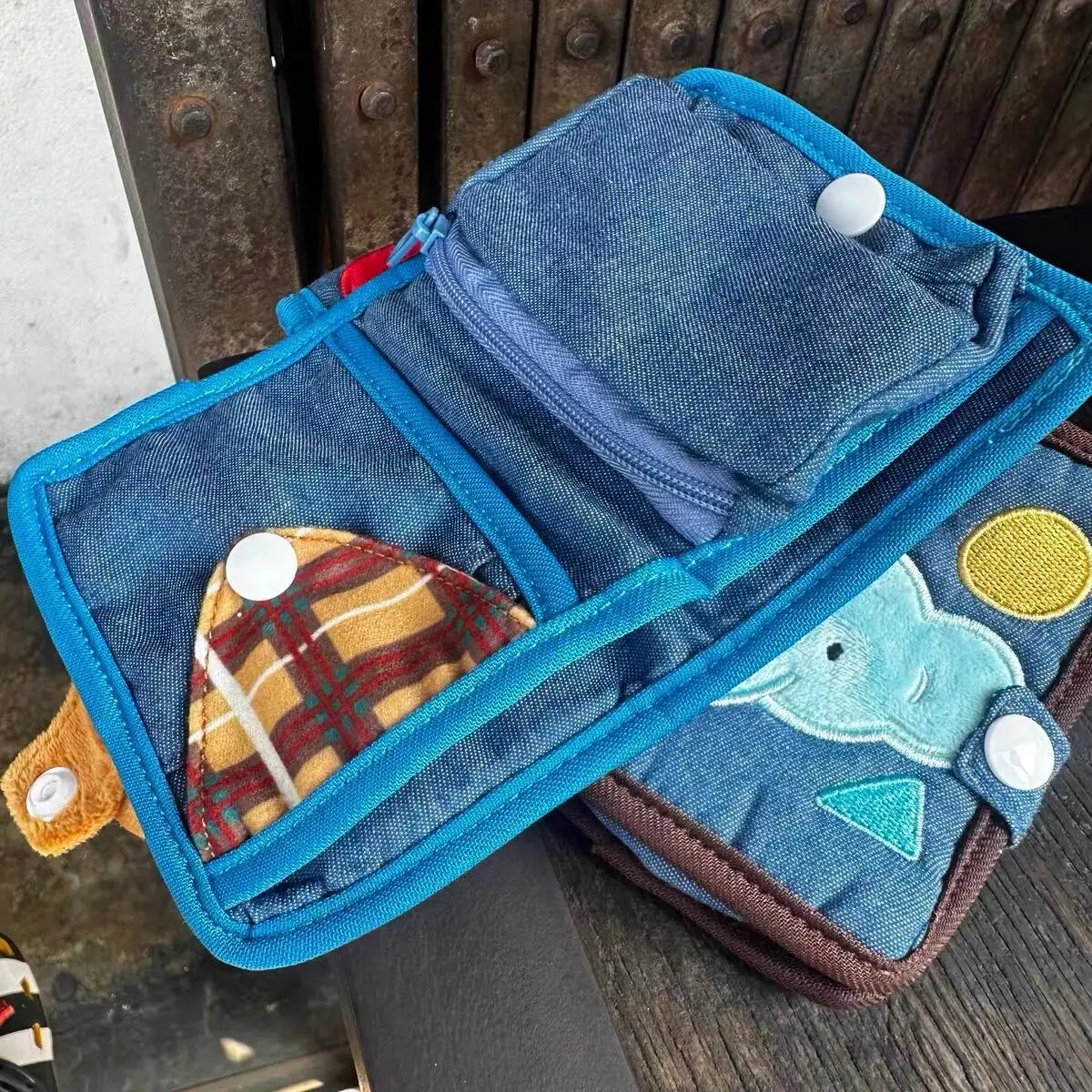 Cute Canvas Change Bag Short Zipper Compact Folding Denim Corduroy Card Bag Clutch Bag