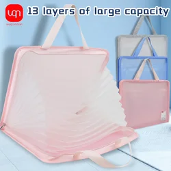 Simple Organ Bag 13 cell A4 portable vertical organ bag, paper and storage folder bag, vertical style tote bag student supplies