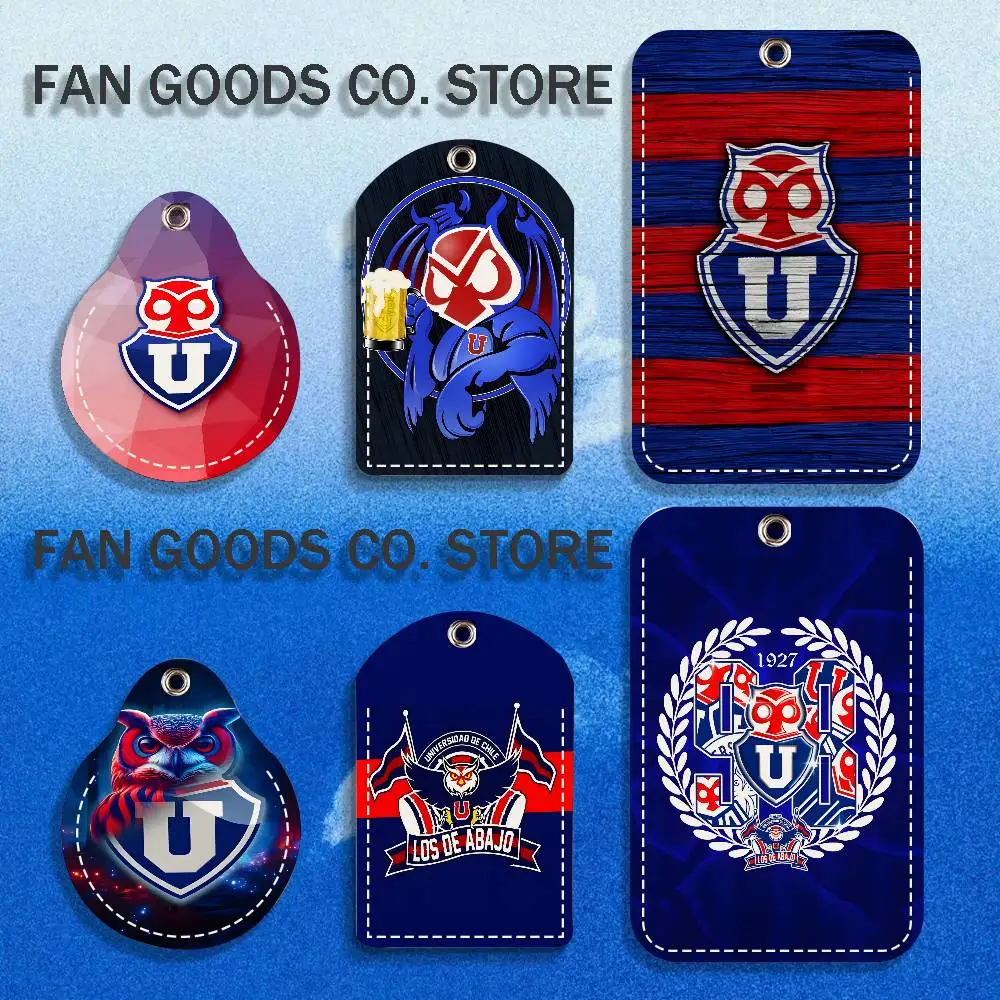 

C-Chile University Logo PU Leather Card Holder Keychain Key Ring Door Lock Access Tag ID Access Card Air Tag Case Keychain Card