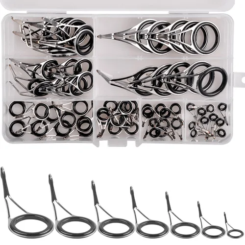 Kit de reparación de punta de caña de pescar, anillos de cerámica, guías de caña de pescar, reparación de ojales, kit de construcción de caña, accesorios de pesca de repuesto
