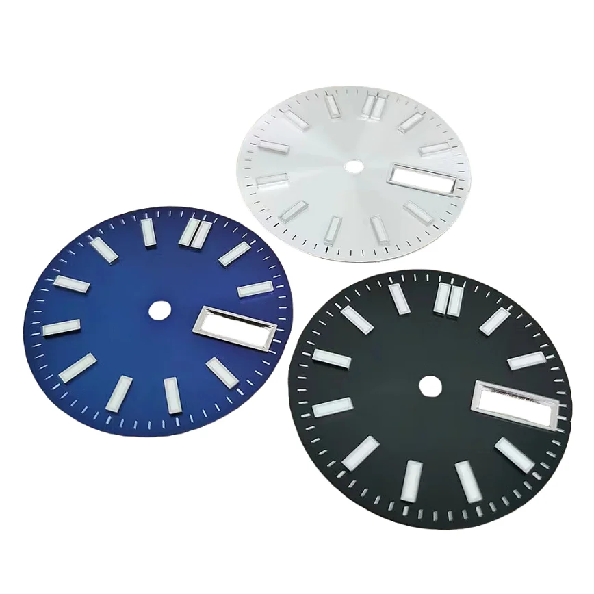 28.5mm NH36 dial  sunburst dial white black blue studded green luminous fits NH36/4R movement