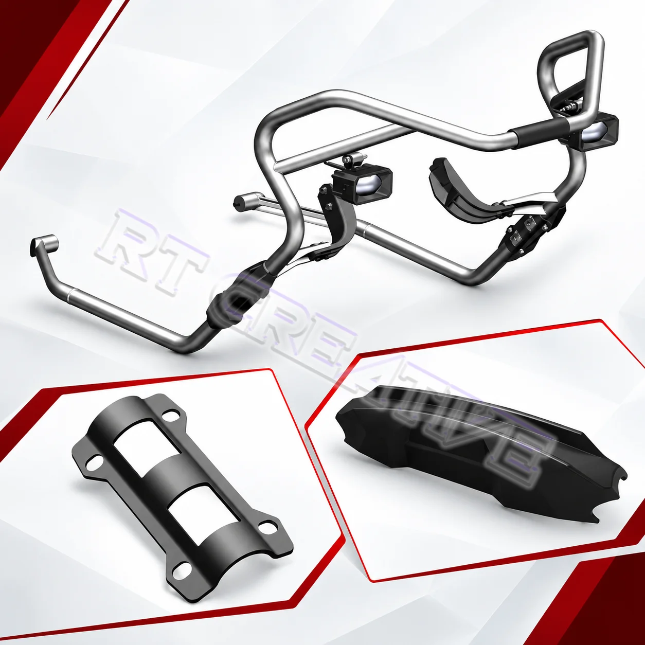 Crash bars, protective rubber sliders, footpegs, and front fog lights — for the 2024 ZONTES 368G