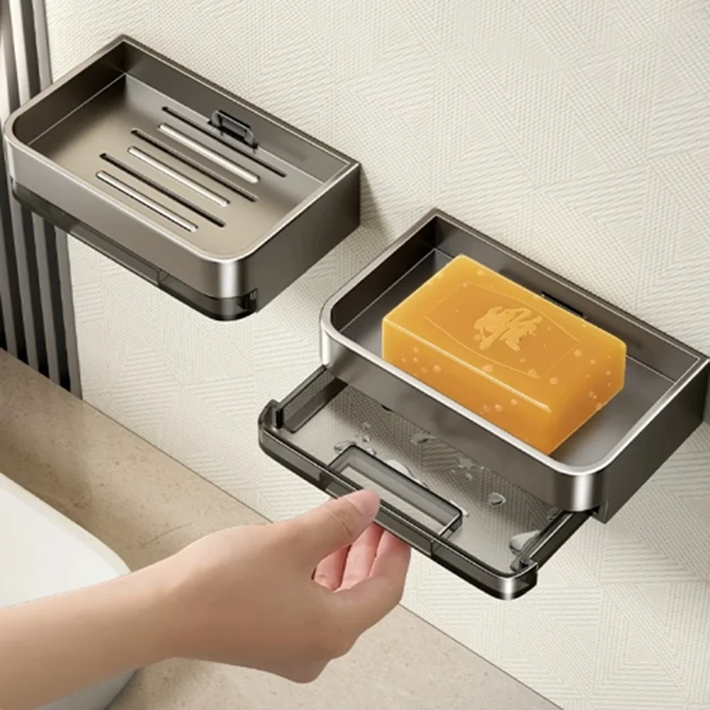 Plastic Soap Holder Without Drilling Bathroom Soap Dish With Drain Water Wall Soap Dish Organizer Bathroom Accessories