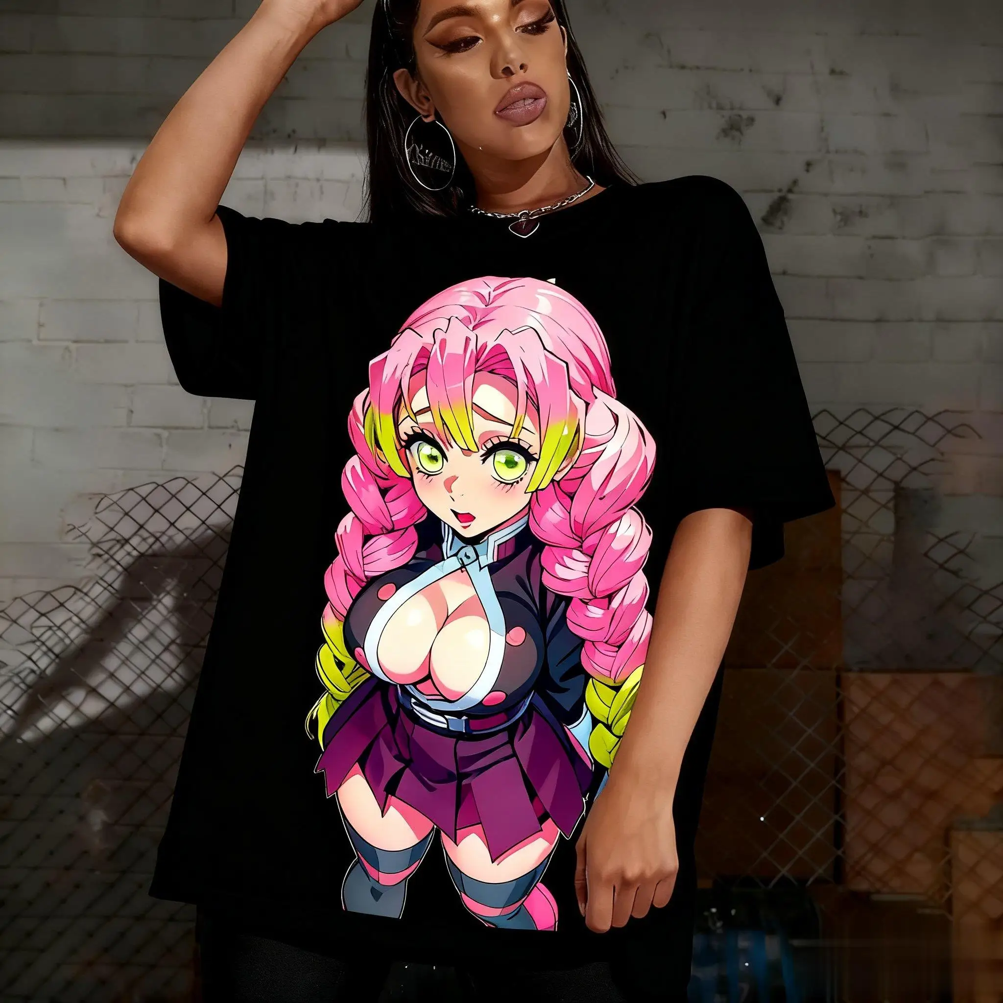 Demon Slayer Kanroji Mitsuri Anime Graphic T Shirt Women Men Streetwear Tee 2026 Summer Casual Oversize Short Sleeve Top Fashion