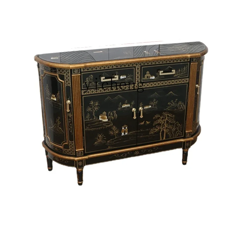 

YY New Chinese Style Light Luxury Lobby Entrance Cabinet Painted Sideboard Cabinet Home Curio Cabinet