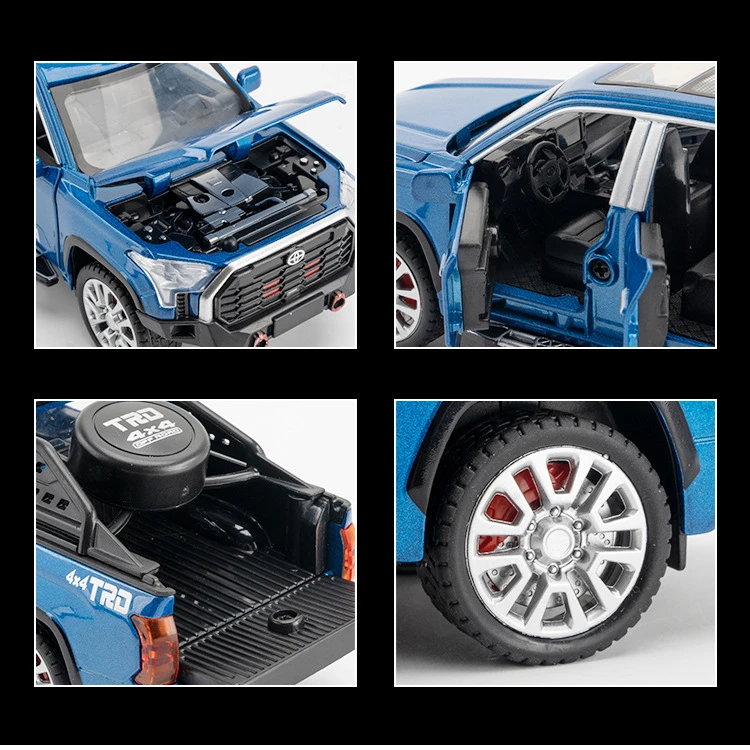 1:32 Toyota Tundra Alloy Car Model Metal Diecast Toy Vehicle Pull Back Sound And Light Simulation Cars Toys For Kid Boys Gift