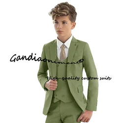 Boys Suit 3 Piece Jacket Vest Pants Tie Slim Fit Clothes Kids Wedding Tuxedo Blazer 2-18 Years Outfit