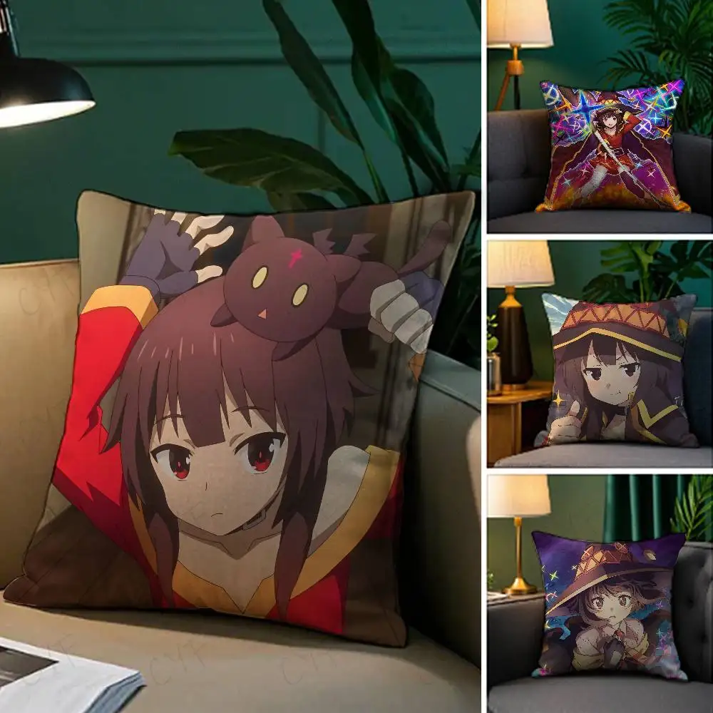 Hot Anime k-KonoSuba M-Megumin Pillow Case Custom Printed Brushed Fleece Pillow, Baby Skin-Touch, Eco-Friendly Dye-Sublimation C