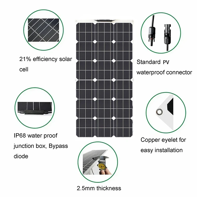 600W Solar Panel Battery Placa Solar Controller 1500W Solar System Allpowers 220V/1500W Inverter Kit Home Grid Camp Caravan CE