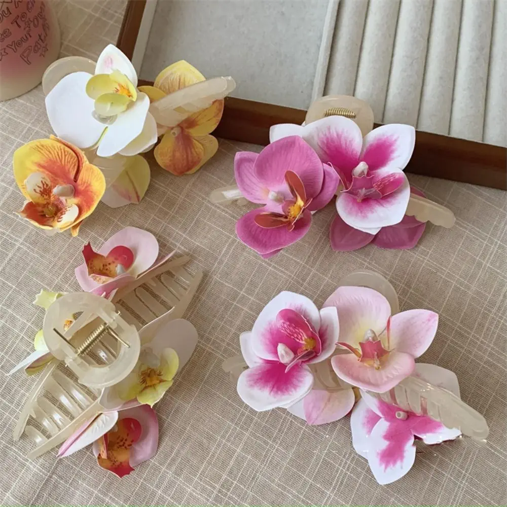 

Butterfly Orchid Flower Hair Claw Cloth Bohemia Barrettes Orchid Hair Clip Grab Clip Korean Style Headwear Large Shark Clip