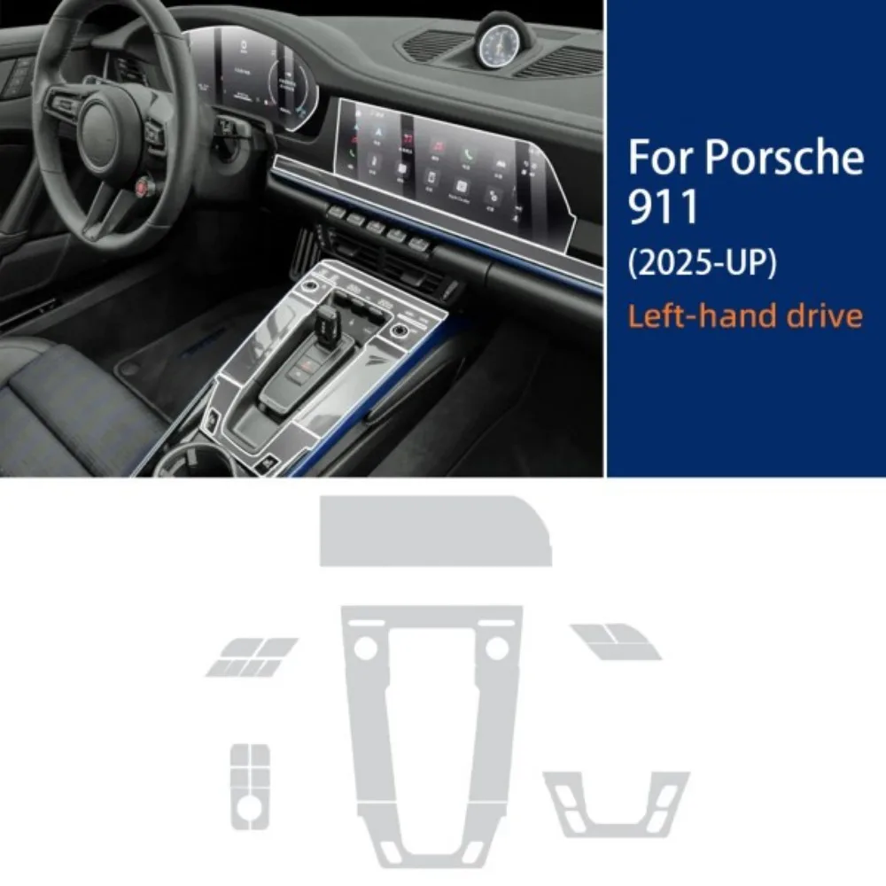 Protecteur d'intérieur de voiture en TPU, Film anti-rayures pour Porsche 911 25-26, autocollants transparents anti-déchirure, accessoires de protection automobile