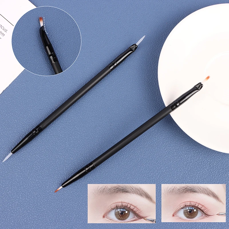 Pinceau Eyeliner à tête courbée pour les yeux, pinceau de maquillage, sous les yeux, creux à déchirer pour les femmes, pinceau correcteur à doublure fine, poils en silicone