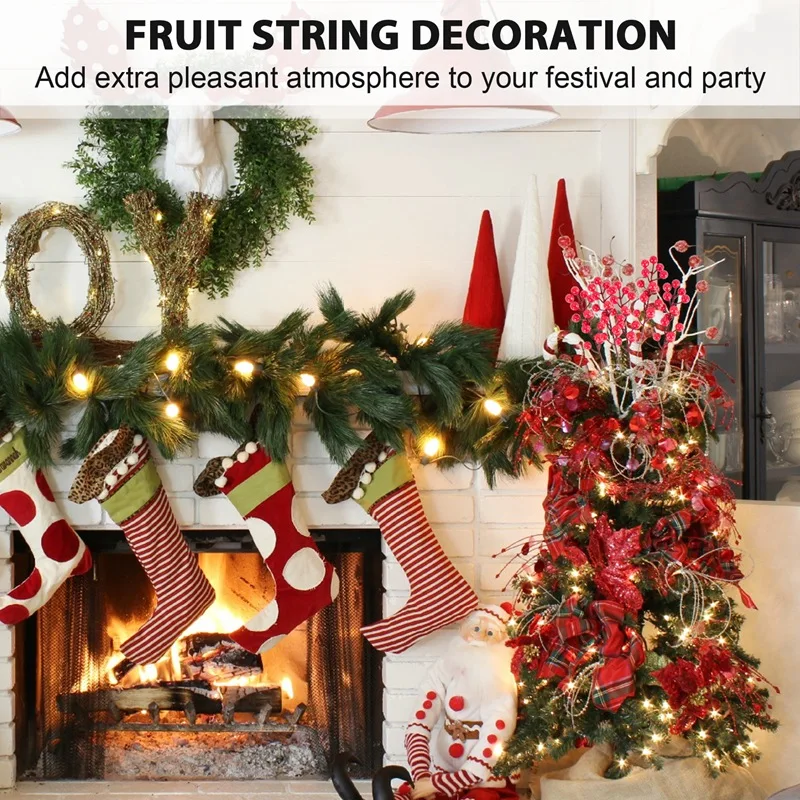 Red Berry Stems,24 Pack 7.9 Inch Artificial Christmas Berries Holly Picks Branch For Christmas Tree,DIY Wreath,Party