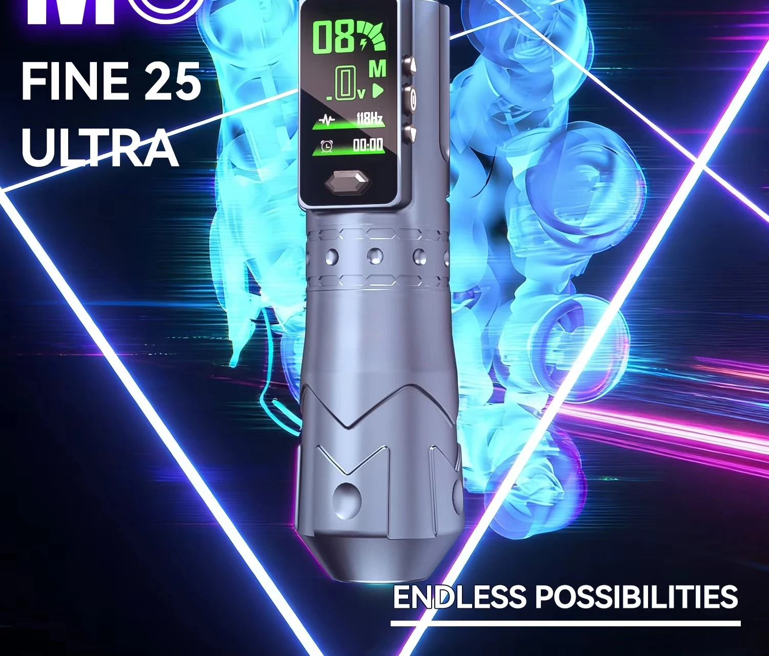 Rechargeable Wireless Tattoo Pen Direct Drive Rotary Tattoo Machine 4.0mm Stroke Dotwork Mode Dual Batteries