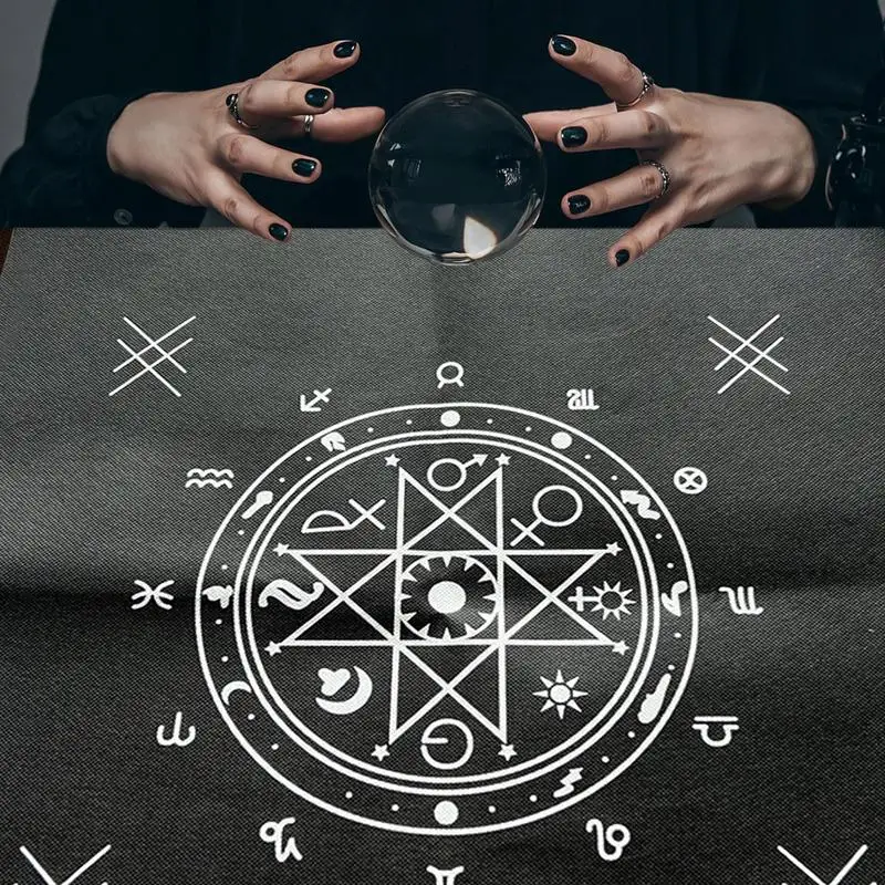 Tarot Table Cloth Portable Square Tarot Divination Table Cover Divination Astrology Board Game Tarot Cards Mat 49X49cm