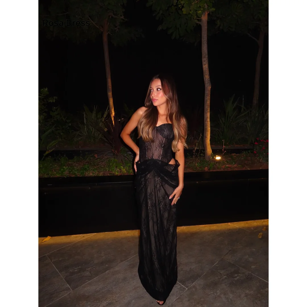 Customized Elegant Evening Dresses for Woman Luxury Party Dress Mermaid Sleeveless Black Ball Gown Dress Embroidered Lace Women