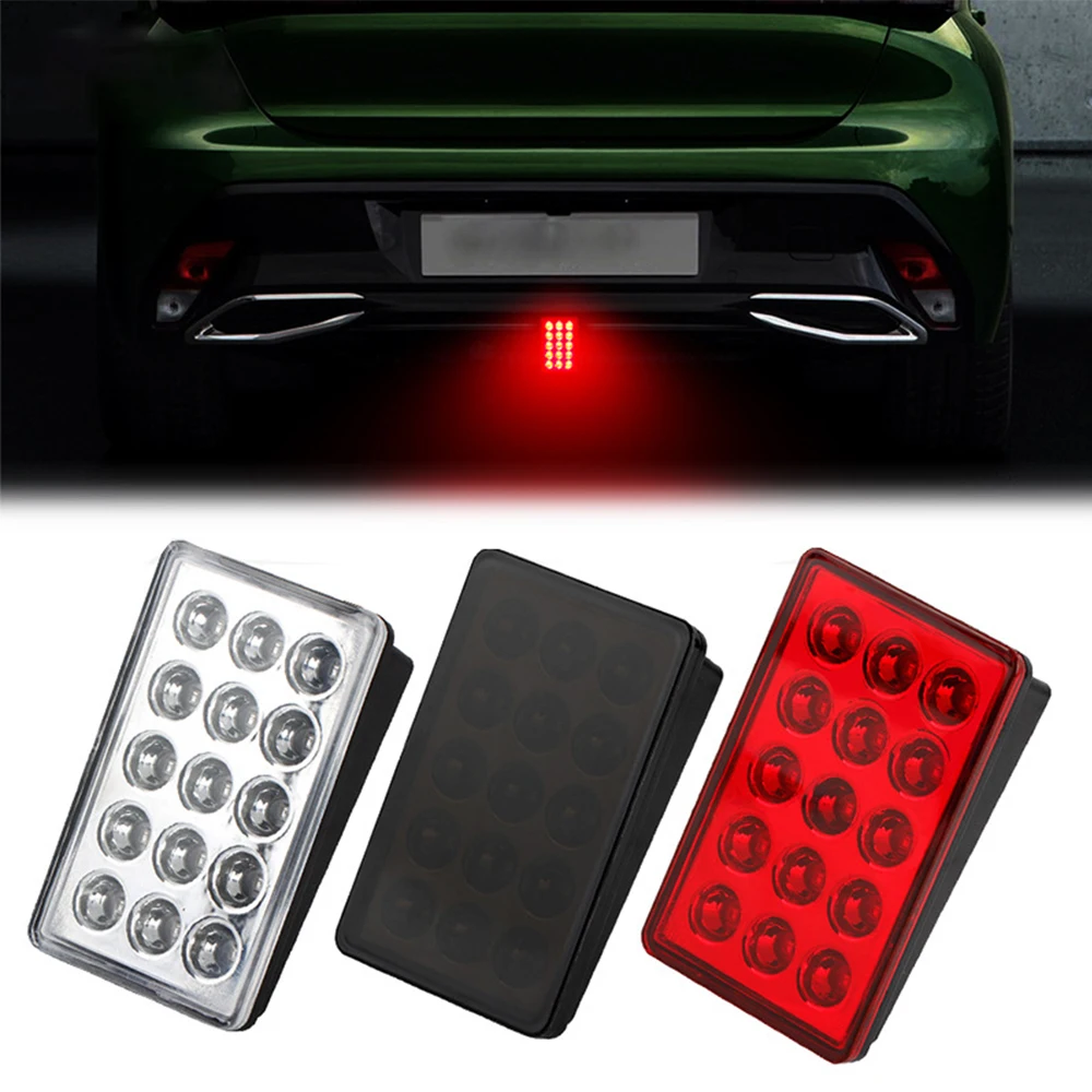 

F1 Style 15LED Car Brake Rear Tail Lights 12V Rectangle Strobe Warning Pilot Tailer Lamp Reverse Safety Light for Motorcycle SUV