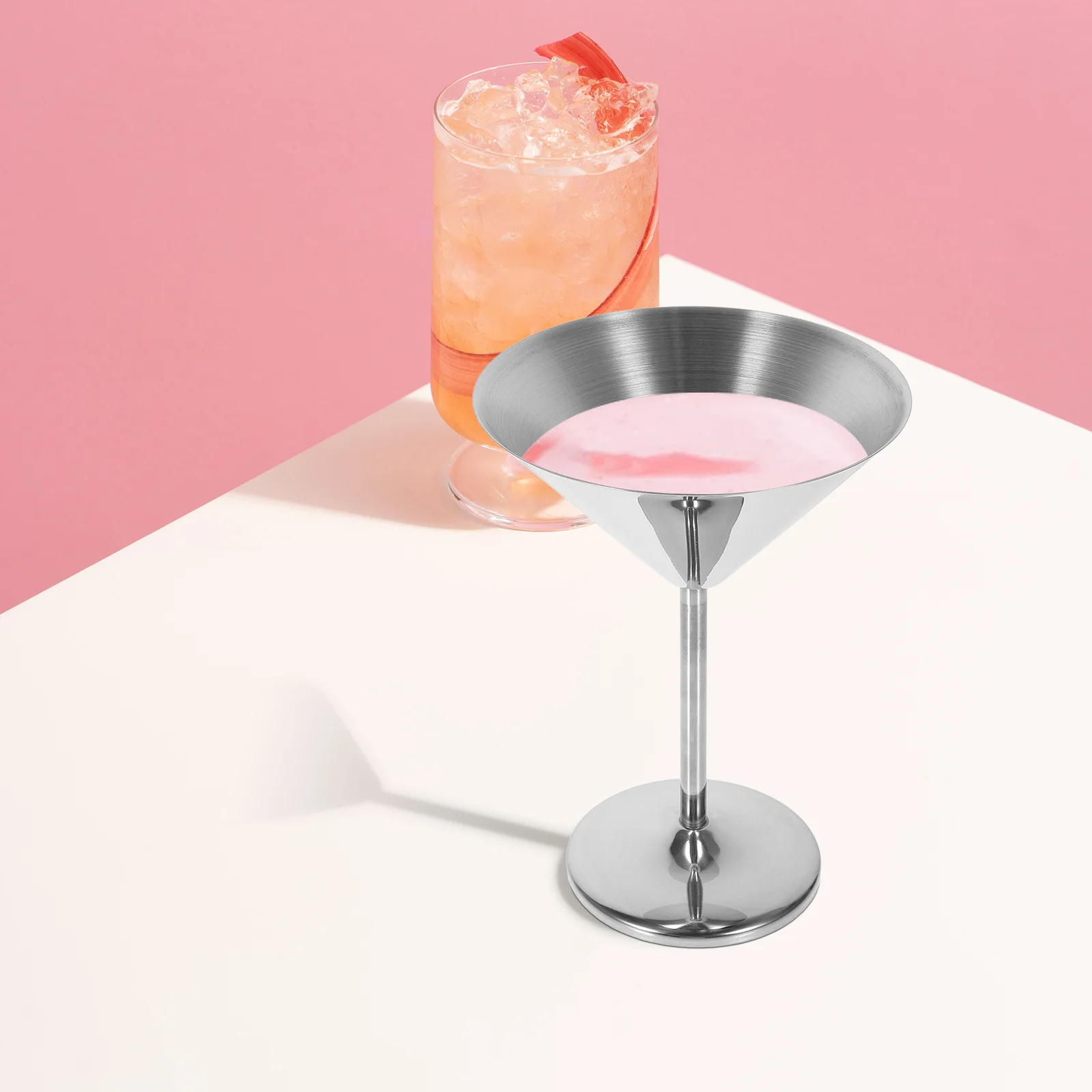 

Martini Cocktail Stainless Steel Goblet Shiny Surface Unbreakable Wine Glass Bar Party Stainless Steel Wine Glasses