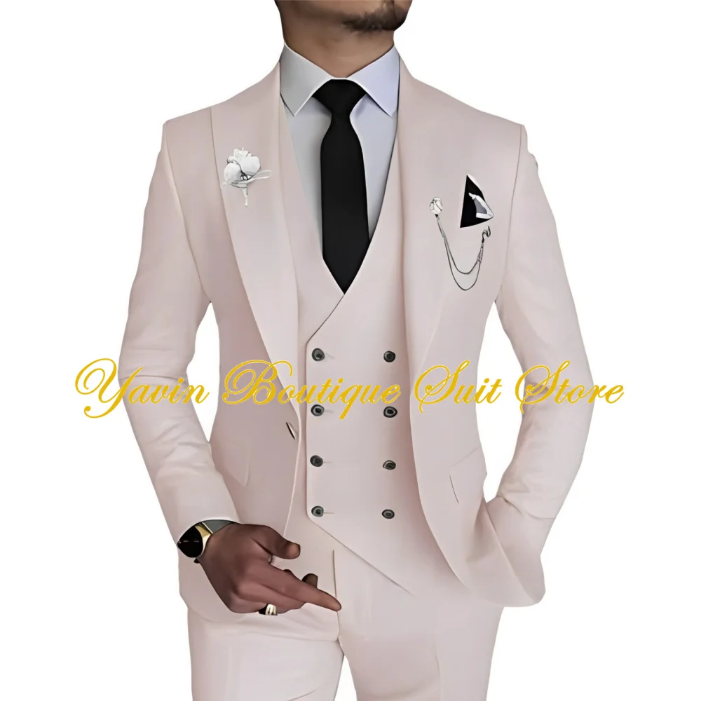 Formal Men\'s Suit 3-pieces Jacket Vest Pants Set Slim Fit Men Suits for Wedding Prom Dinner Party