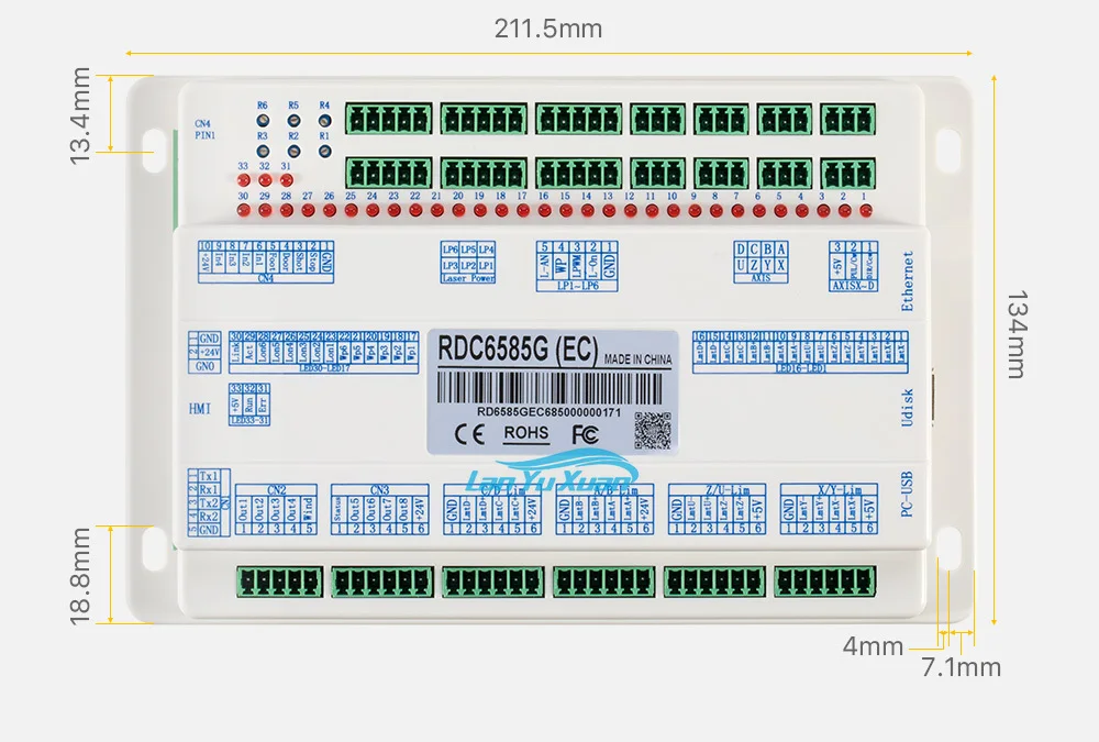 

Cloudray Ruida RDC6585G Laser Controller 8 Axes Motion Control for Co2 Engraving and Cutting Machine System