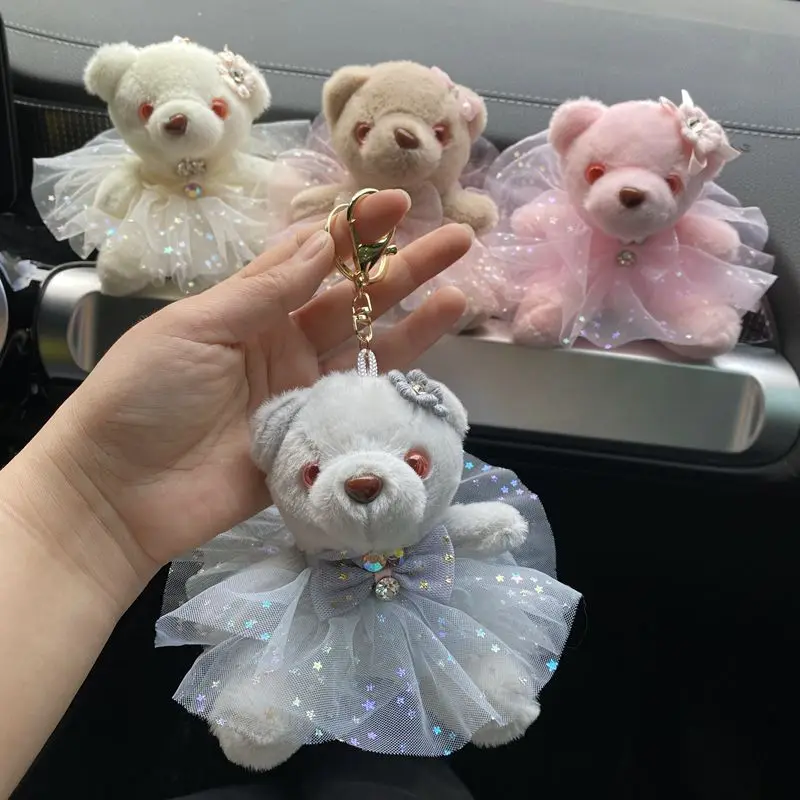 beautiful  Teddy   bear sweet pretty Shiny dress skirt doll lifelike Pendant decorate doll birthday keychain fahione couple gift