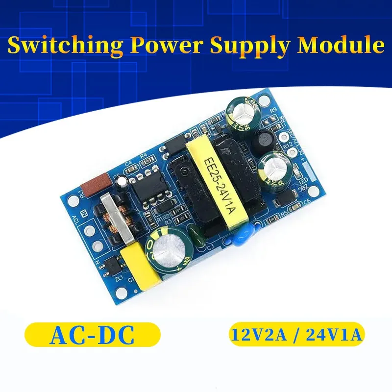 AC-DC 12V2A 24W Switching Power Supply Module Bare Circuit 100-265V to 12V 2A Board for Replace/Repair 24V1A