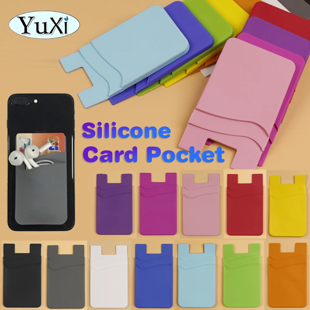 1 piece Silicone Business Credit Pocket Adhesive Fashion Cell Phone ID Card Cover Holder Slim Case for Phone Sticker Case Bag