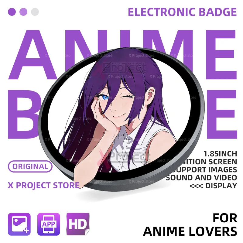 

Электронный значок, динамический электронный дисплей, аниме на открытом воздухе, небольшой кулон, модный двумерный значок, цифровое шоу, экран, домашний декор