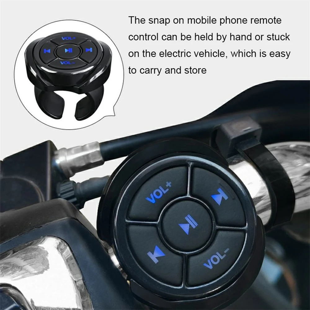 Car Wireless Media Button Remote Controller Motorcycle Bike Steering Wheel MP3 Music Play for Phone Tablet