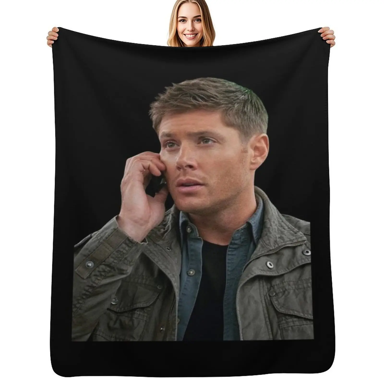 Dean Winchester Candid Throw Blanket Luxury Throw Flannels Retros Vintage Plaid on the sofa for sofa Blankets