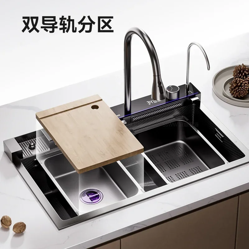 Stainless Steel Sink Large Single Sink Multifunctional Kitchen Vegetable Basin Dishwashing Sink Undercounter Basin R10