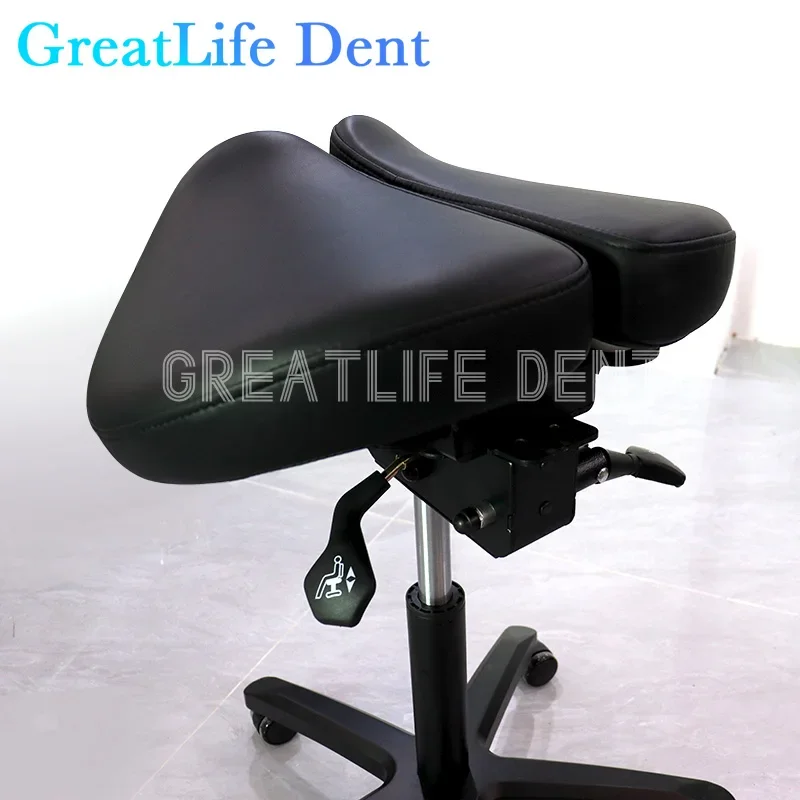 GreatLife Dent Dental Ergonomic Luxury Pu Leather Saddle lifting Swivel Adjustable Double Leg Rest Mute Wheel Back Clinic Chair