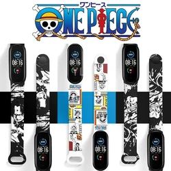 ONE PIECE Luffy Ace Strap for Mi Band 6 5 4 3 NFC Couples Cool Print Wristband Bracelet Replacement High Quality Shipping Free