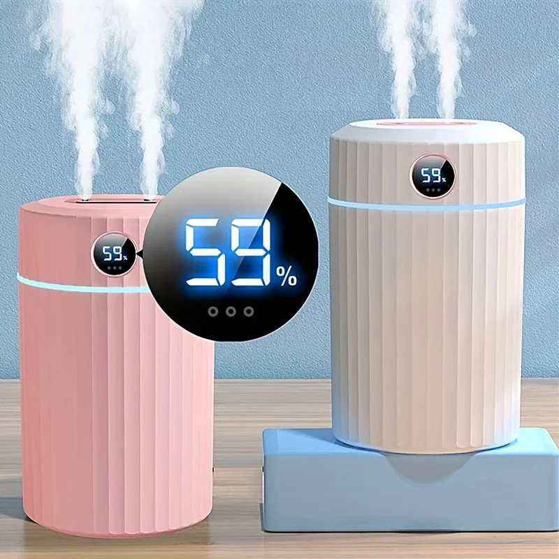 1pc 2L Double Jet Humidifier with Display - Improve Air Quality and Health with Adjustable Mist Levels and Automatic Shut-Off