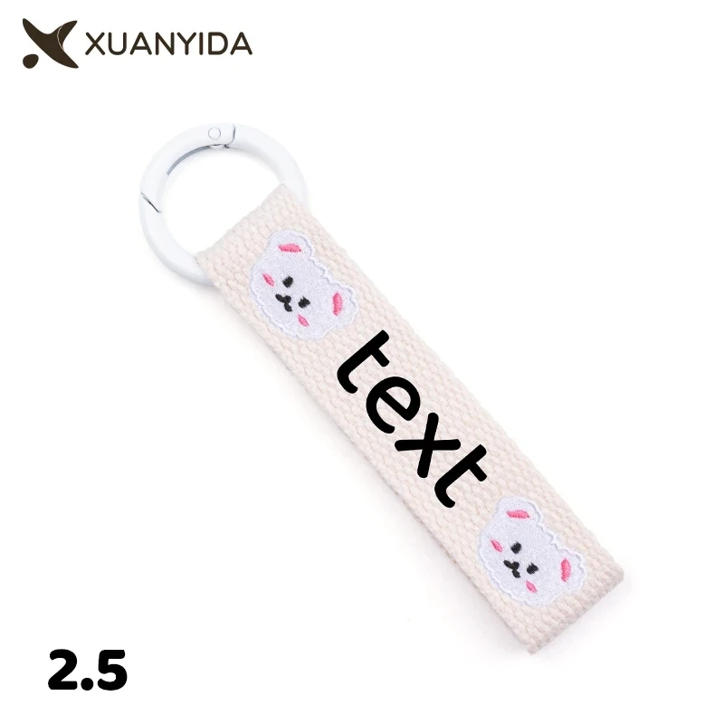 Personalised Name Tag Keyring Custom Embroidered Fabric Keychain For Kids Schoolbag Clothes Label Tags Support Hebrew Writing