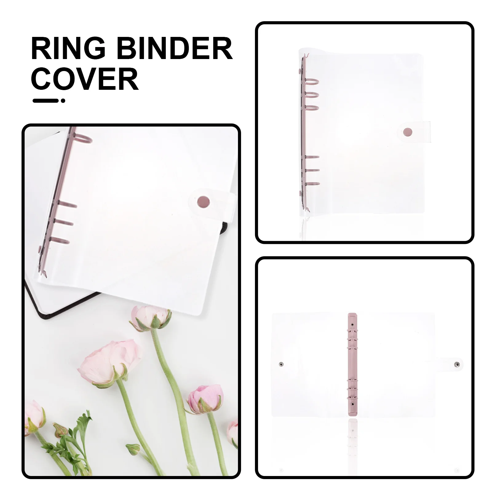 Notebook Round Rings Transparent Cover For Office School Stationery Loose Leaf Mini Binder Book Clip Ring Flexible Binder