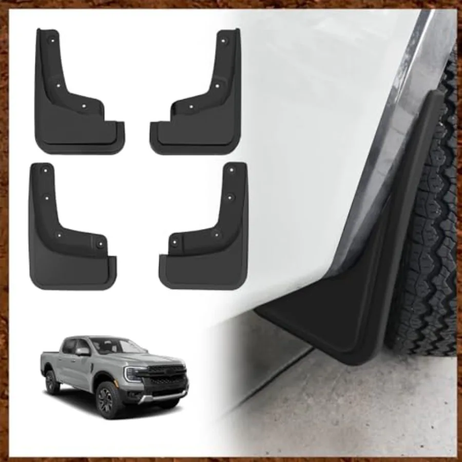 

Mud Flaps Splash Guards Compatible with Ford Ranger 2024 2025 2026 Accessories Auto Parts Heavy Duty Fender Front and Rear Mudg