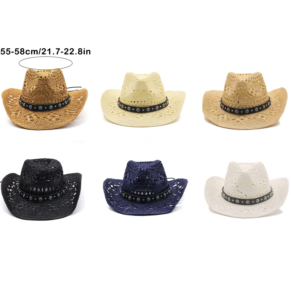 Sombrero de paja de vaquero, gorra de ala ancha para playa, gorras de protección solar para vacaciones, color caqui