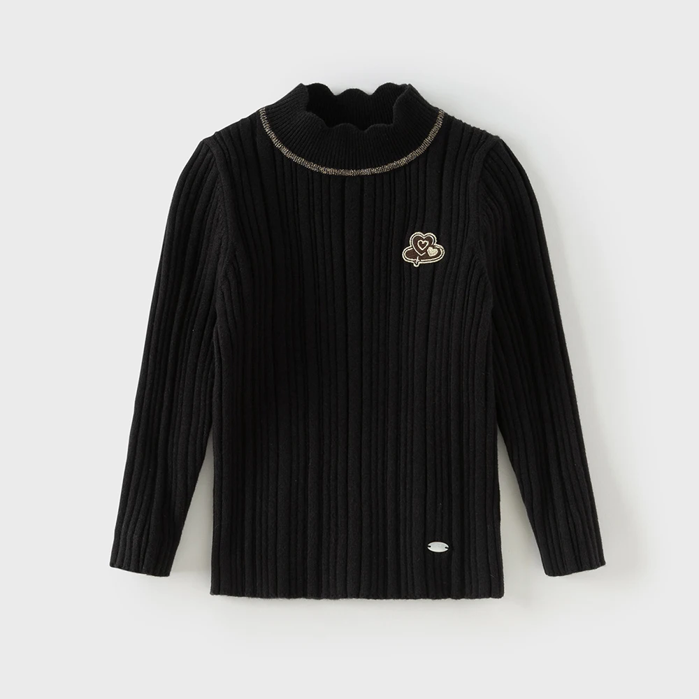 Dave Bella Girls' Autumn Winter Sweater Children's Half High Collar Pollover Kids Long Sleeve Bottom Shirt  DB4253860