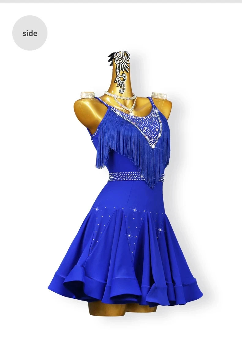 Lateinamerikanische Tanzkleider, Damen-Performance-Rock, Anzug, Mädchen-Ballsaal-Kostüme, sexy Damenkleidung mit Fransen, Bühnen- und Tanzbekleidung für den Abschlussball. – Detail 8
