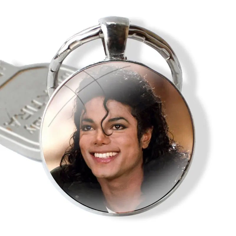 Singer Dancer michael jackson Glass Metal Pendant Key Chain Classic Men Women Key Ring Accessories Jewelry Gifts