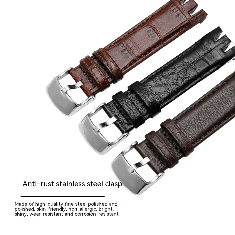 21mm For Swatch Watch Genuine Leather Strap YRS403 401 402G 412 418 406G Cowhide 21mm Bracelet Special Curved Steel Strap Band